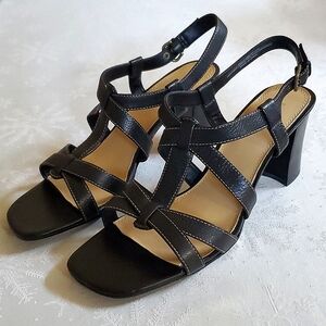 Liz Claiborne Kelly Flex Leather Upper Strappy Buckle Heels Women's Size 10M